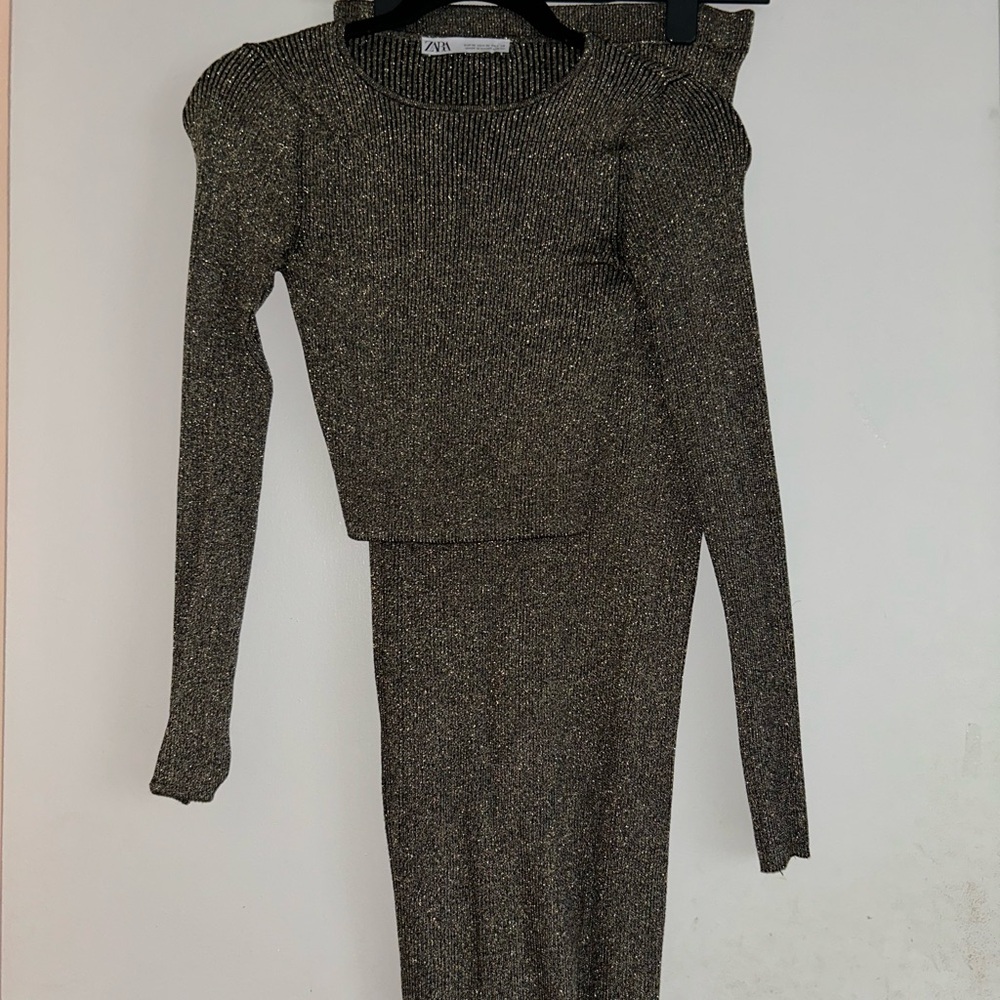 Zara Metallic Knit Set